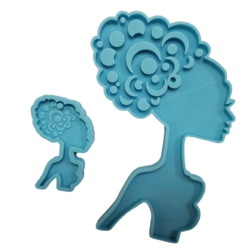 

Super Glossy Woman Head Epoxy Resin Mold Keychain Casting Silicone Mould DIY Crafts Jewelry Pendant Making Tools