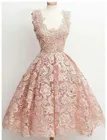Женское винтажное кружевное платье, розовое платье длиной ниже колена, платье для свадебного торжества