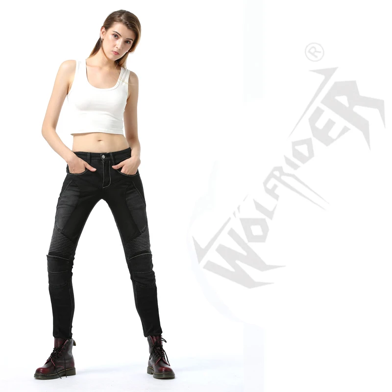 Брюки женские мотоциклетные дышащие защитные джинсы до колена для езды на