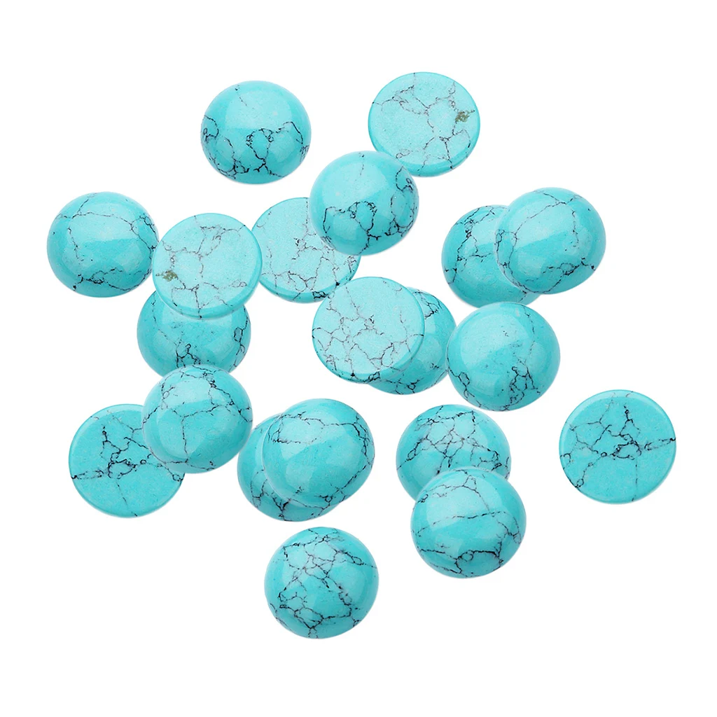 

20x Natural Blue Turquoise Domed Cabochons 10mm fit Jewelry Making Settings