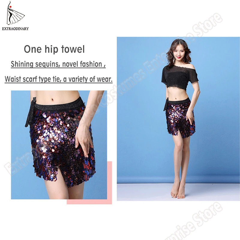 Женский топ для танца живота тренировочный набедренный платок с блестками