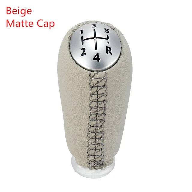Кожаная MT ручка переключения передач для Renault Scenic II MK2 Megane 2 MK Clio 3 III MK3 Kangoo ручка переключения передач шаровая ручка черный серый бежевый - Название цвета: Beige Matte