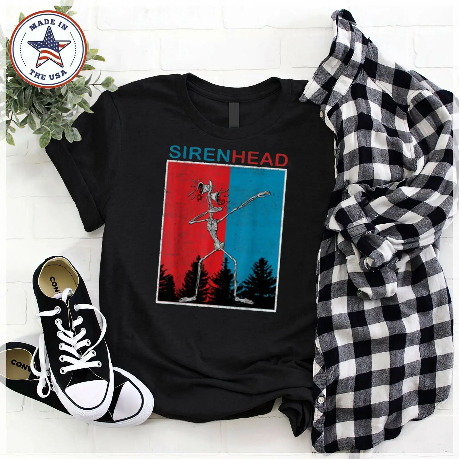 Страшная забавная футболка с сиреной в лесу подарок для детей детская