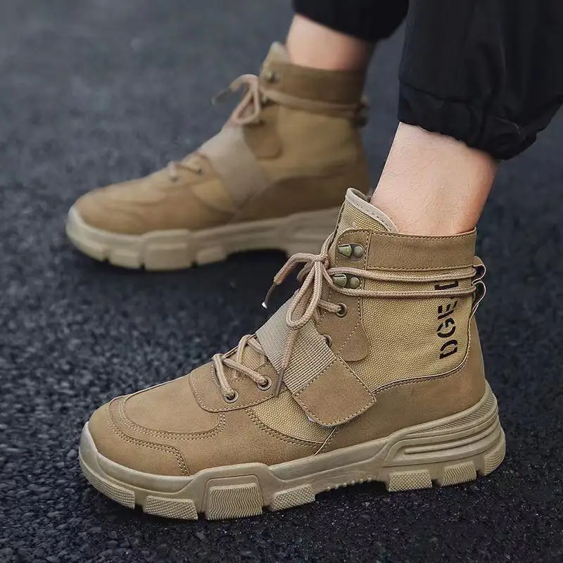 Autumn and winter explosion models high-top all-match Martin boots fashion tooling shoes Korean casual British retro shoes the new winter boots leather men and retro zipper flat all match martin boots casual shoes breathable handmade fashion british