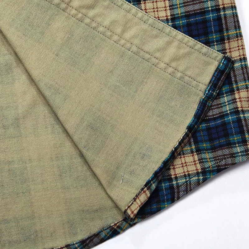 Мужская хлопковая рубашка в клетку повседневная фланелевая Молодежная с