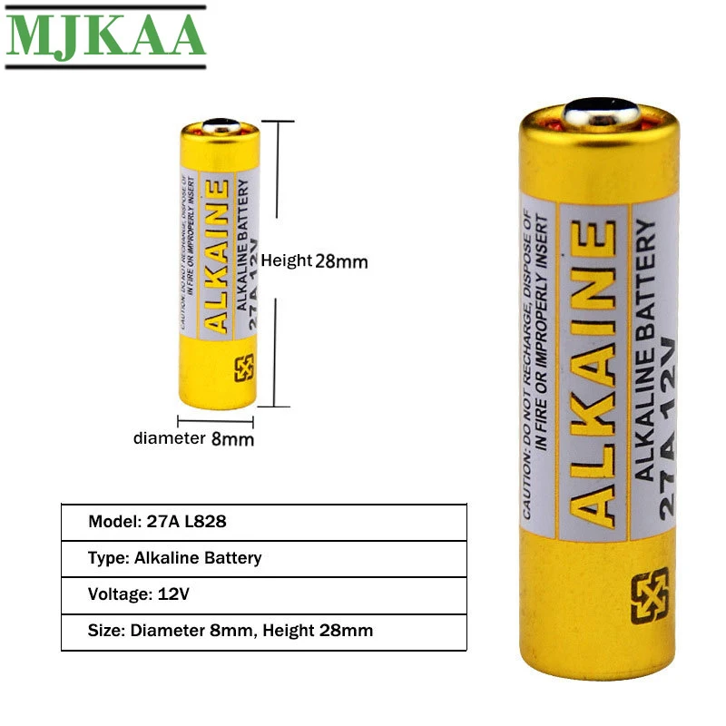 MJKAA 5 шт./карта 27A 12 В Первичная сухая щелочная батарея G27A GP27A A27 L828 V27GA EL812 EL-812 CA22 ALK27A