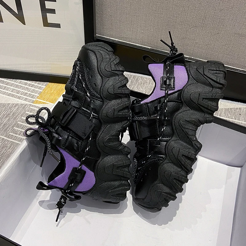 

Fashion Chunky Sneakers Women 2021 New Breathable Mesh Thick Sole Platform Women's Sports Shoes Lace Up Running Casual Shoes