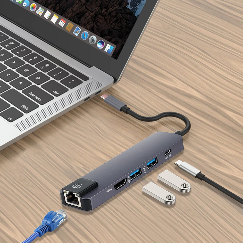 Концентратор USB C 4K HDMI 2 3 0 зарядное устройство PD гигабитный Ethernet Rj45 Lan для MacBook Pro 13/15