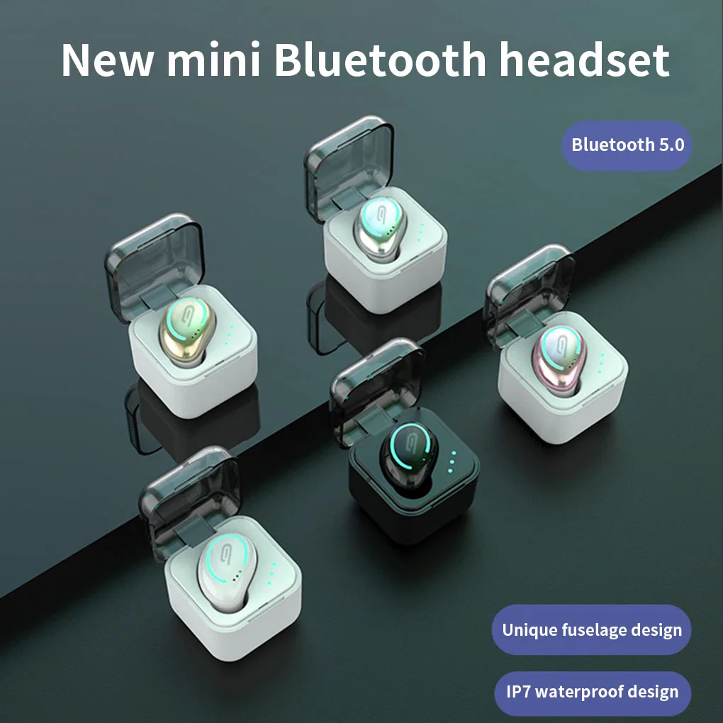 Мини Bluetooth наушники портативный одного вкладыши TWS Беспроводные с микрофоном для