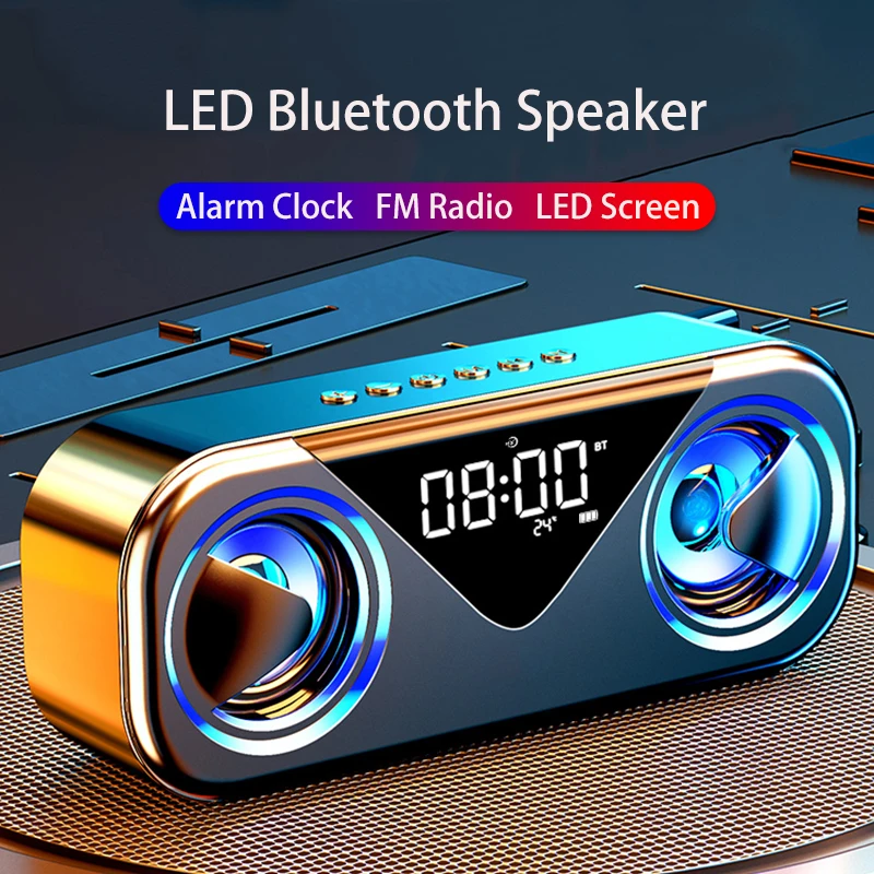

H9 Portable Wireless Bluetooth Speaker Alarm Clock Soundbar Computer Speakers TF USB Music Boombox FM Radio Subwoofer