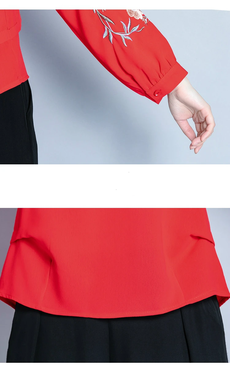 

Womens Tops And Blouses 3XL 4XL Plus Size Women Tops V-neck Office Blouse Floral Embroidery Chiffon Blouse Shirt Blusas
