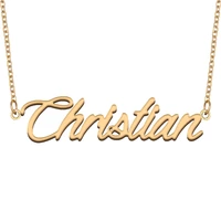 christian name necklace for women stainless steel jewelry 18k gold plated nameplate pendant femme mother girlfriend gift