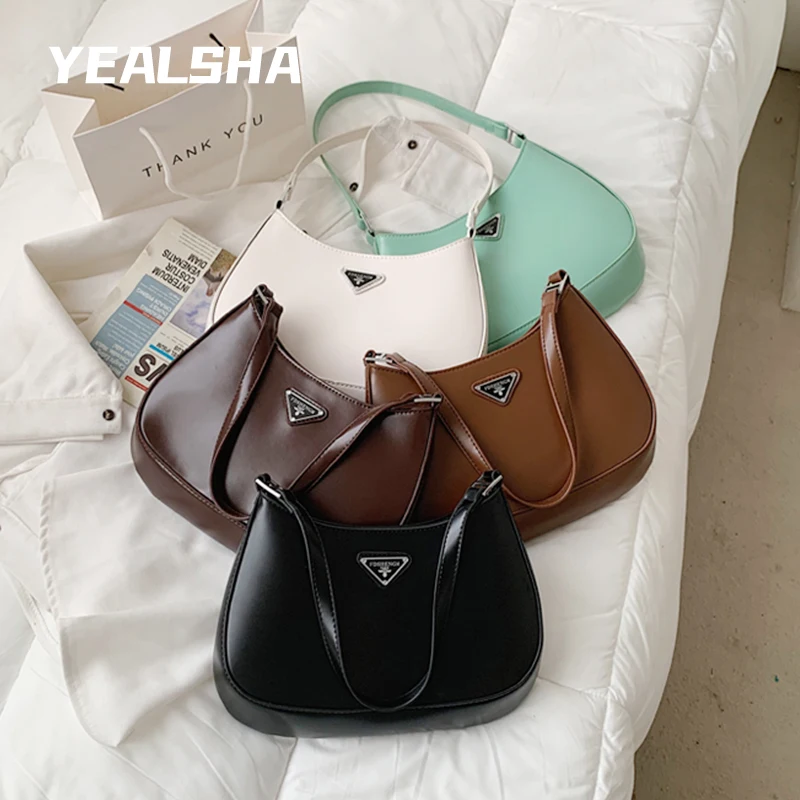 

Women's Bag Solid Color Underarm Bag 2021 New French Stick Shiny Shoulder Bag Handbag Pu Leather Wallet