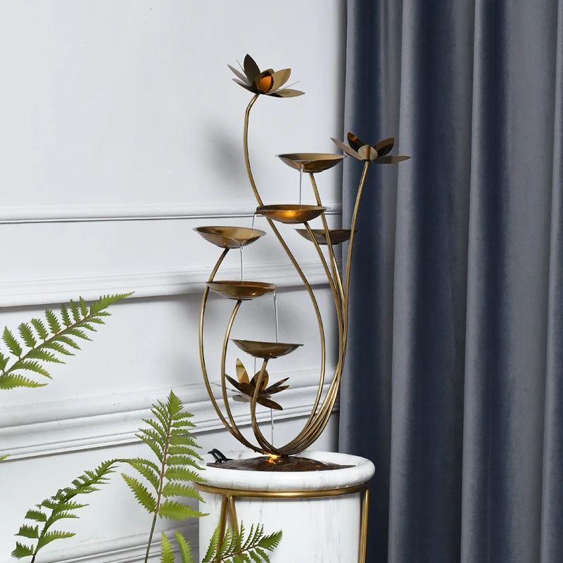 

GY Nordic Light Luxury Corner Water Landscape TV Cabinet Fountain Floor Creative Decoration Living Room Entrance Decorations