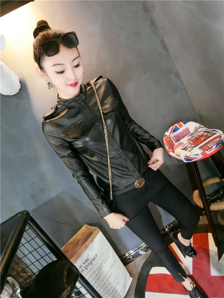 Зимние рубашки с длинным рукавом и отложным воротником из искусственной кожи для