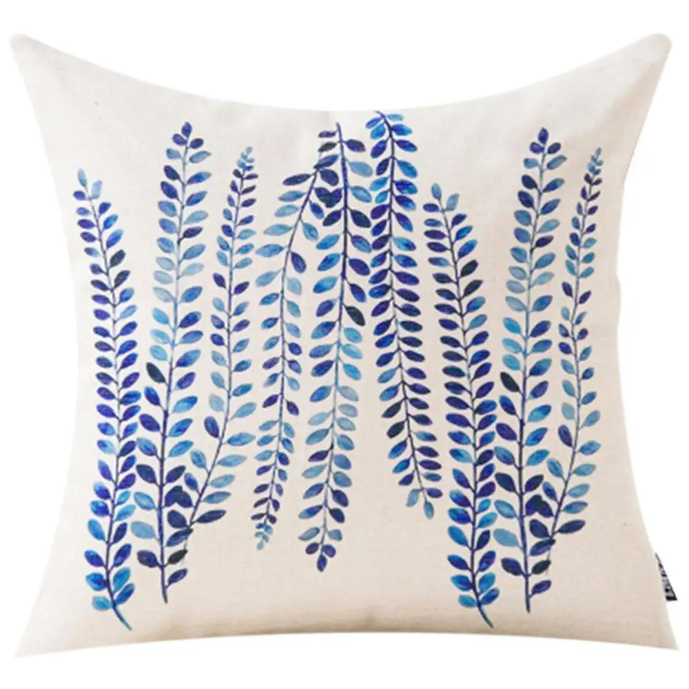 Домашний Декоративный простой чехол для подушки Синий с геометрическим рисунком