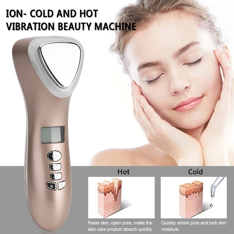 Electric Facial Massager Ultrasonic Cryotherapy Hot Cold Light Photon Wrinkle Remove Device Face Spa Beauty Machine Skin Care