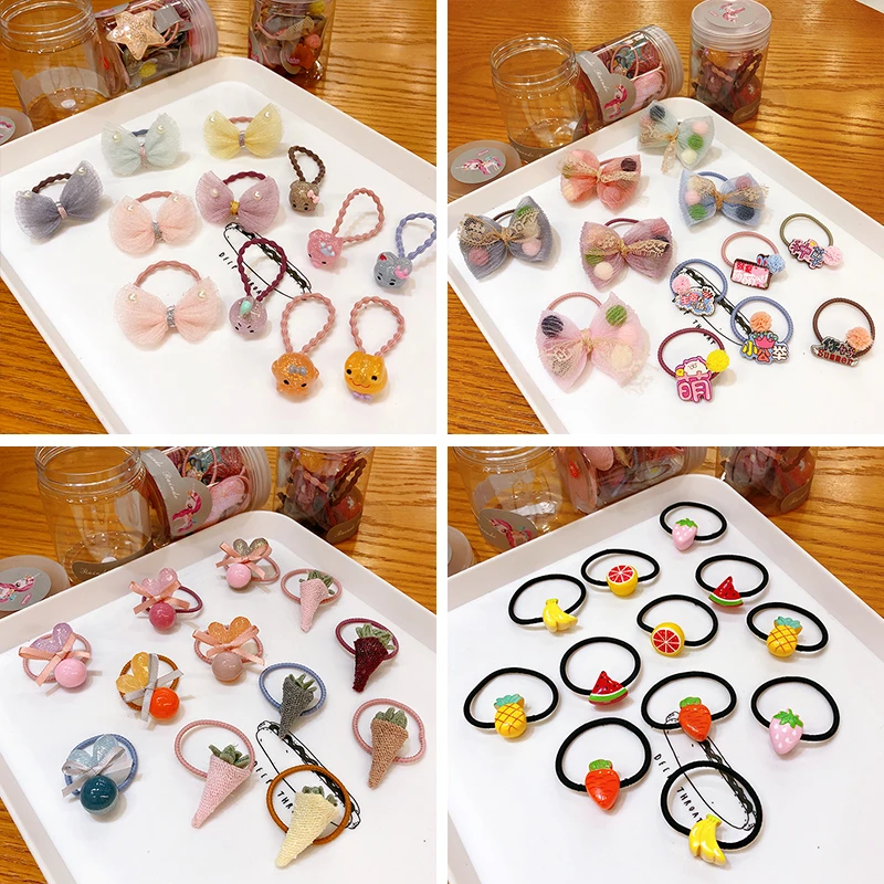 12 шт./компл. Детские милые эластичные детские ленты для волос с цветочным