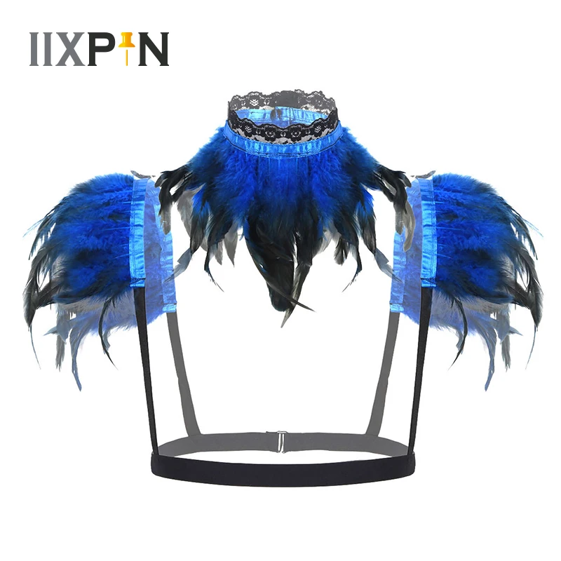 Для женщин Готический викторианской эпохи из натуральных перьев Болеро шаль