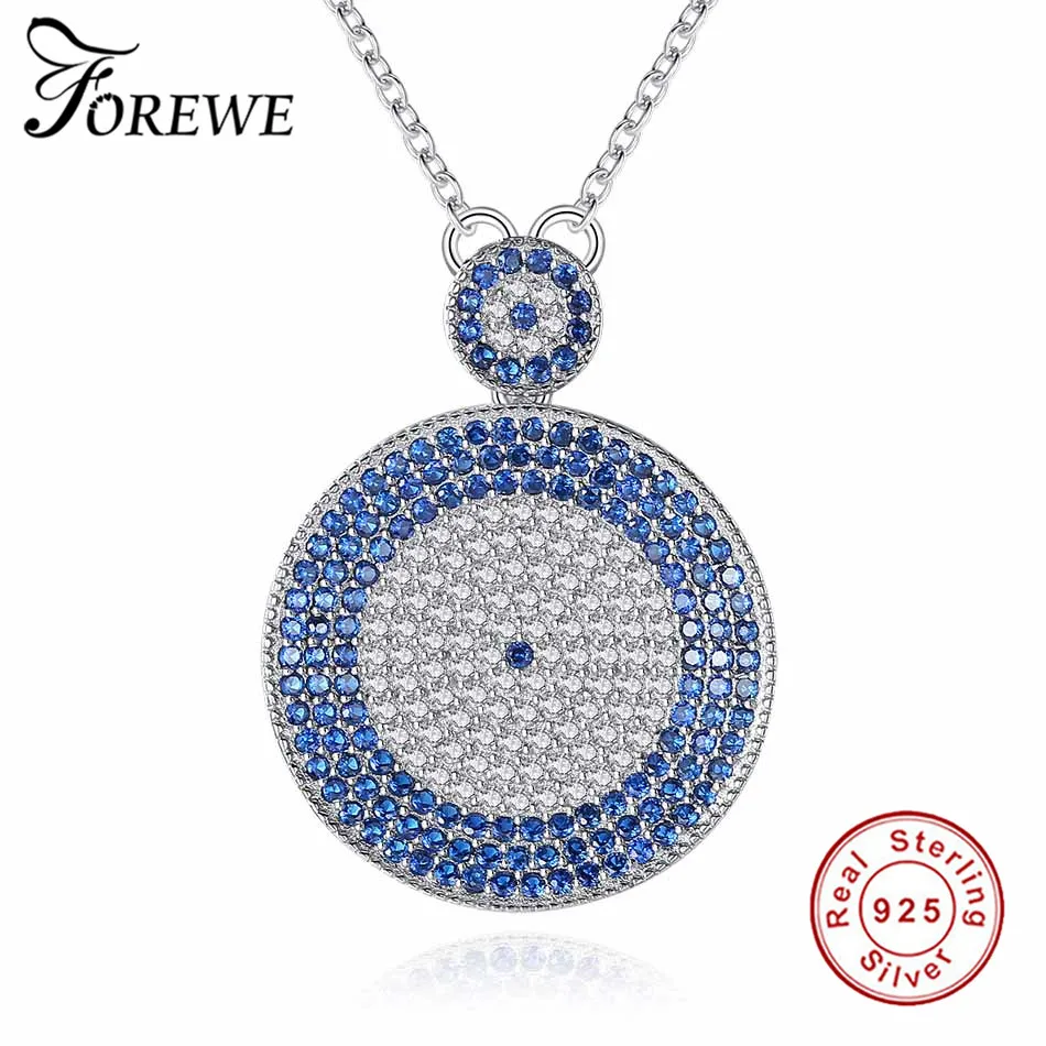 Турецкое ожерелье с голубыми глазами и сверкающим кристаллом из стерлингового