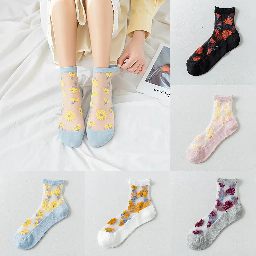 1 пара модных носков женские летние Льняные носки в стиле ретро с вышитыми