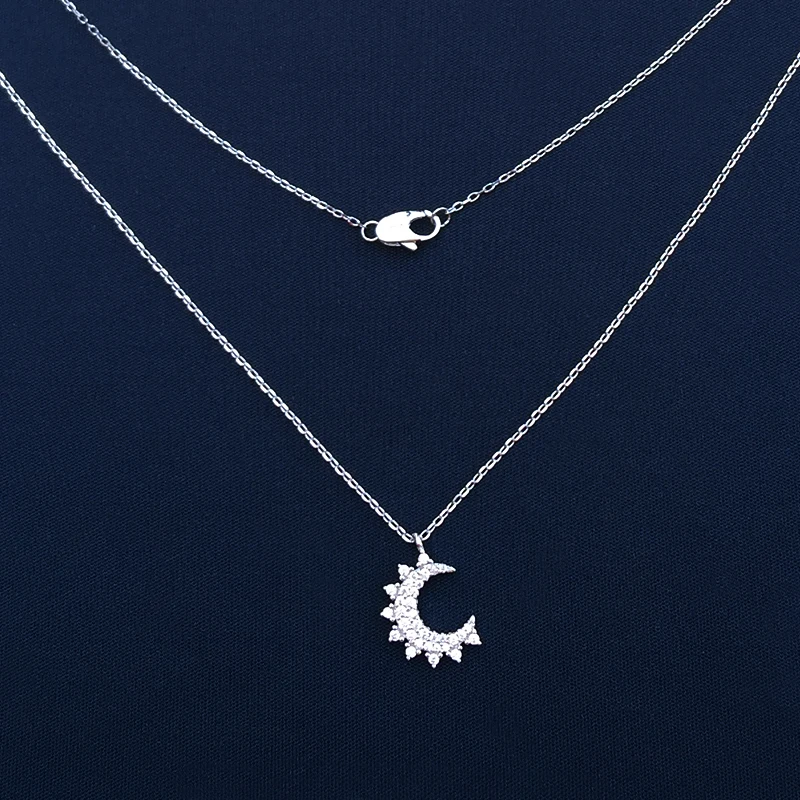 

popzone s925 sterling silver new fashion simple compact cross love moon four-leaf clover pendant necklace female jewelry gift