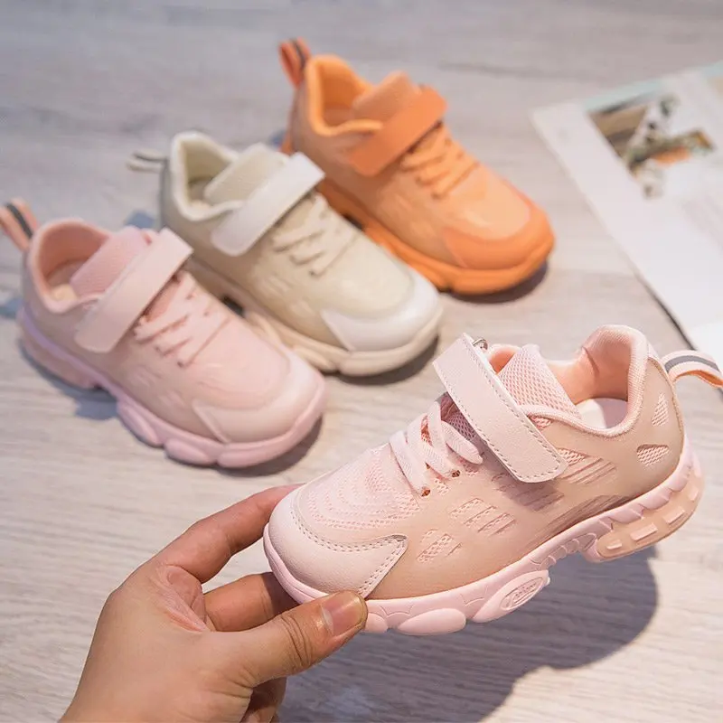 Children Sports Shoes Fashion Girls Sneakers Boys Kids Luminous Pu Mesh Running Trainer Rubber Children's Casual | Детская одежда и