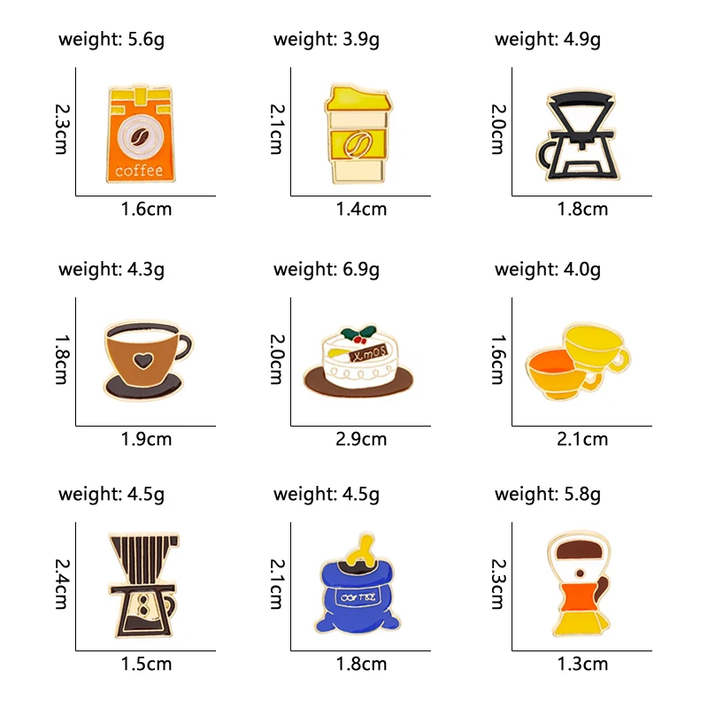 Мультфильм булавки и броши для женщин мужчин чай торт кофе чашка машина Эмаль