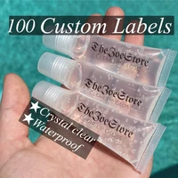 custom logo stickers cosmetic eyelash beauty makeup lip gloss labels waterproof stickers 100 pcs personalized