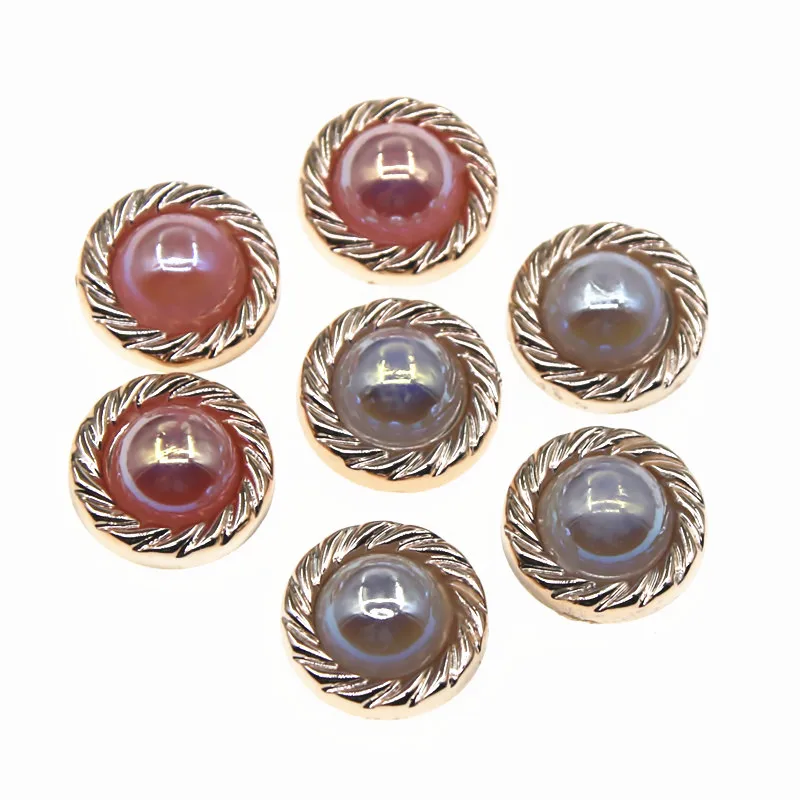 

50pcs 12.5mm Shiny Pink/White Pearl flatback delicate Buttons Home Garden Crafts Cabochon Scrapbooking DIY Accessories