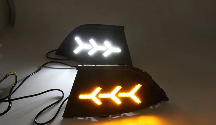 

Qirun led drl daytime running light for MG GT 2014-2018 with Dynamic moving yellow turn signal and blue night light