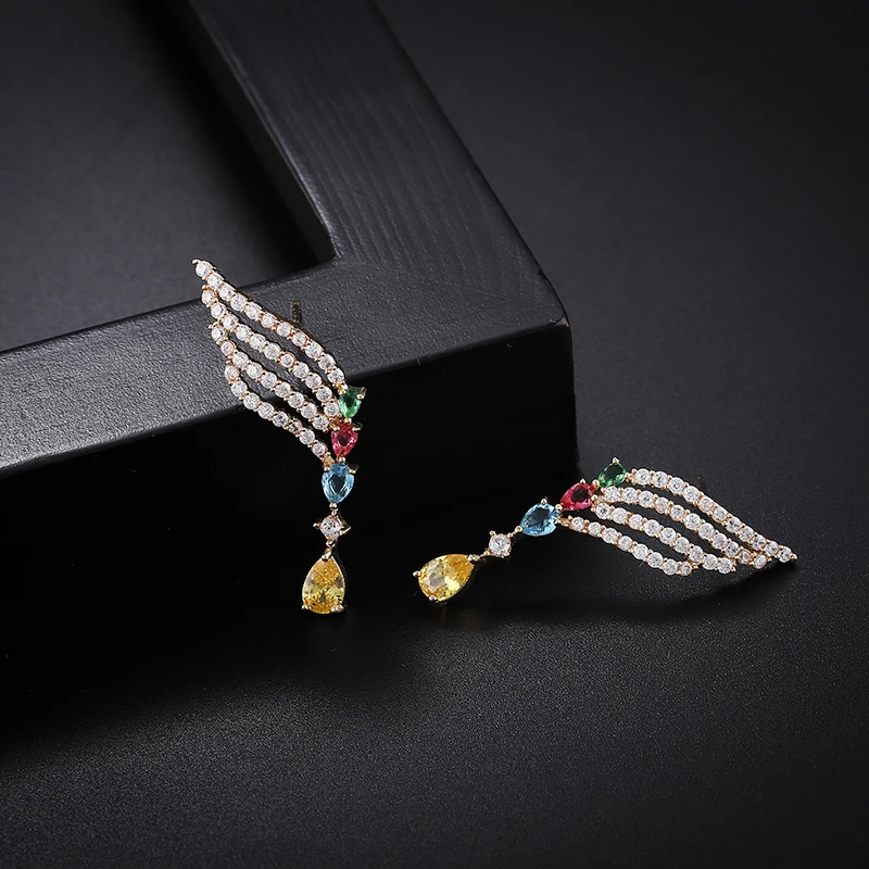 Женские яркие блестящие серьги SINZRY корейские серьги-капли с кубическим