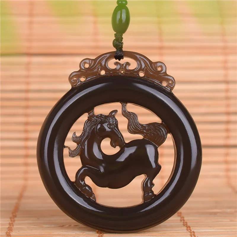 Лидер продаж ожерелье из натурального нефрита с ручной резьбой лошадь дым