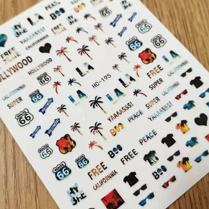 

Newest 3D Self Adhesive Back Glue Decal Template DIY Decoration Tools Nail Stickers HC-195