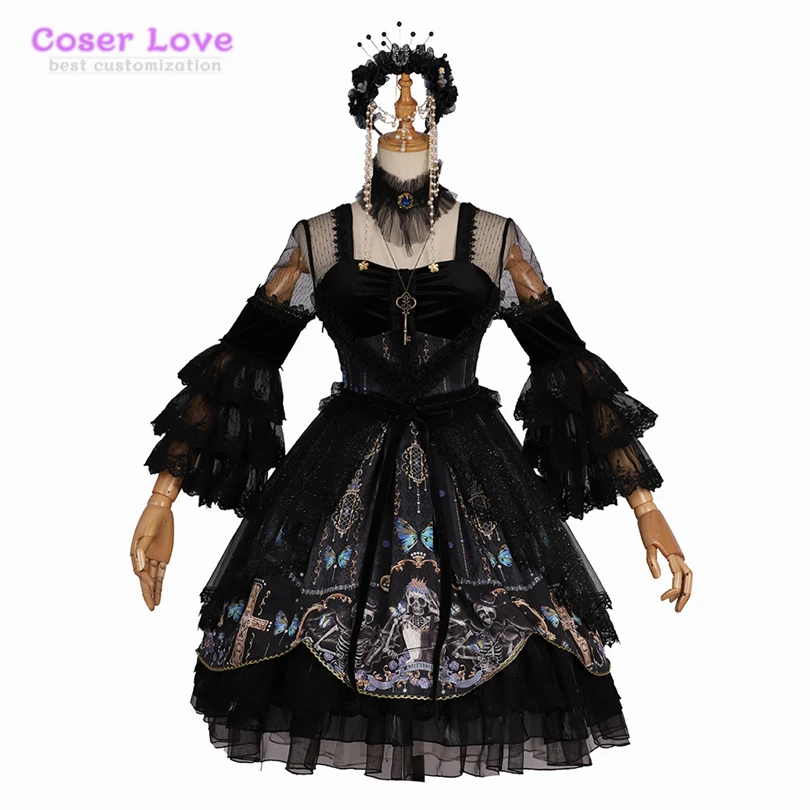 

Dark Gothic retro Lolita tea party OP butterfly dress girl dress