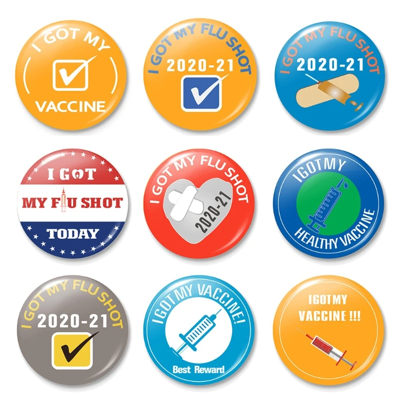 

3 шт. заколки для пуговиц «прививка», «я получил мои письма от гриппа», круглая пластиковая брошь, мини-значки на свитер, универсальные знаки