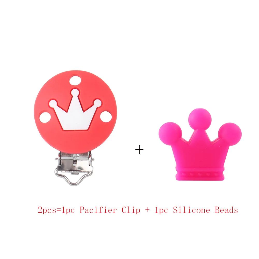 Clip and Beads B 2 шт. Корона силиконовые бусины клипсы для соски сделай своими ругами слингобусы игрушки Детские Силиконовые Прорезыватели аксессуары ниппель для клипа застежки - Цвет: Clip and Beads B