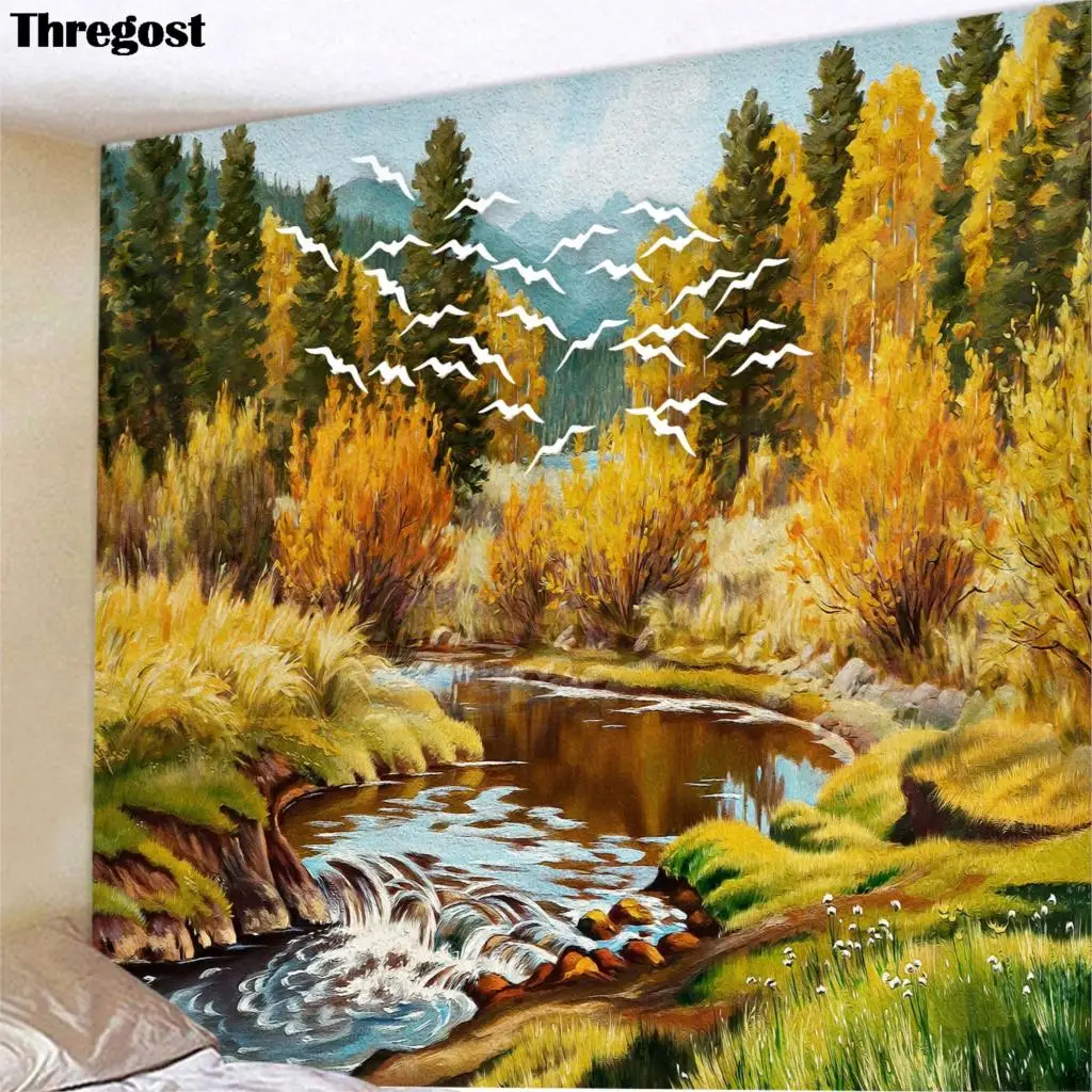 

Thregost Scenic Print Tapestry Psychedelic Wall Cloths Blanket Landscape Tapestry Wall Hanging Room Decor Wall Tapestries
