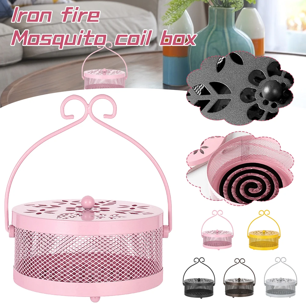 

Metal Mosquito Coil Holder Mosquito Repellent Box Cover Round Coil Holder Incense Plate Safety Windproof Mosquito Coil Frame
