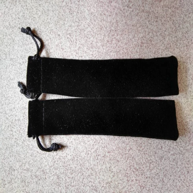 

special 50pcs gift pen bag 3.5*17cm Black velvet pen pouch drawstring bag free shipping jewelry bag wholesale for lipstick pen