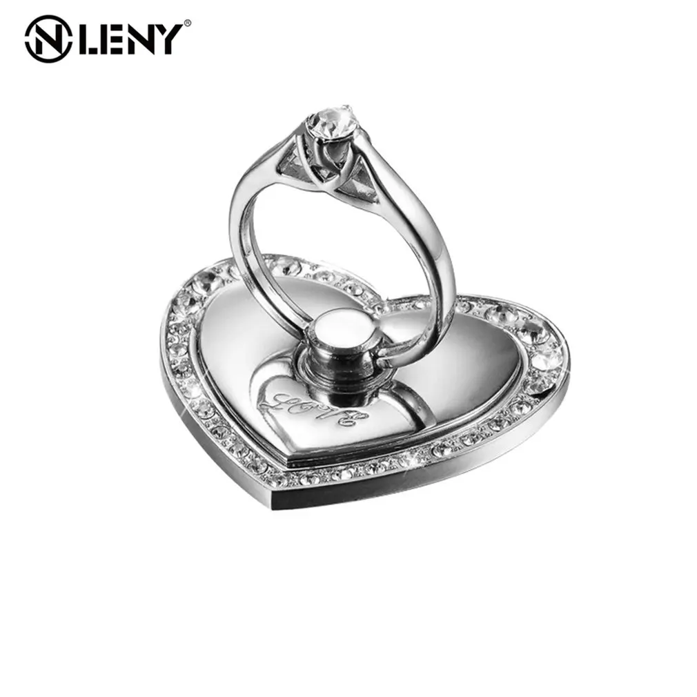 Universal Metal Finger Ring Mobile Phone Stand Holder Fashion Jewelry Style Holder Heart Shape Stand For iPhone Huawei Samsung