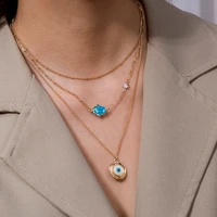 trendy personality multistory necklace temperament normcore style ball bead chain necklace round evil eye multistory necklace