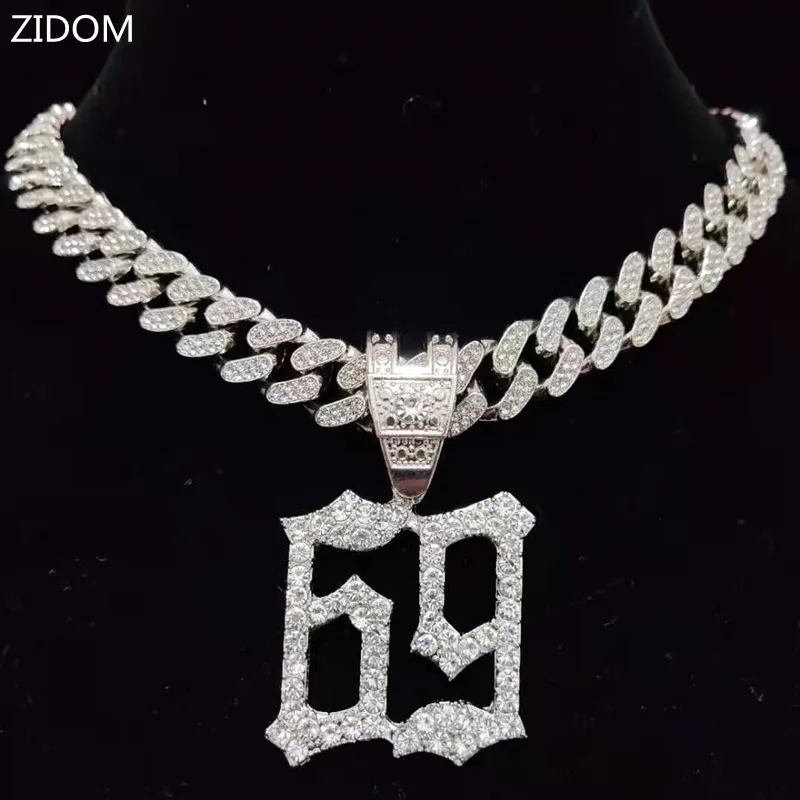 Мужчины Женщины хип-хоп 6ix9ine рэпер кулон ожерелье с 13 мм Майами кубинская цепь Iced