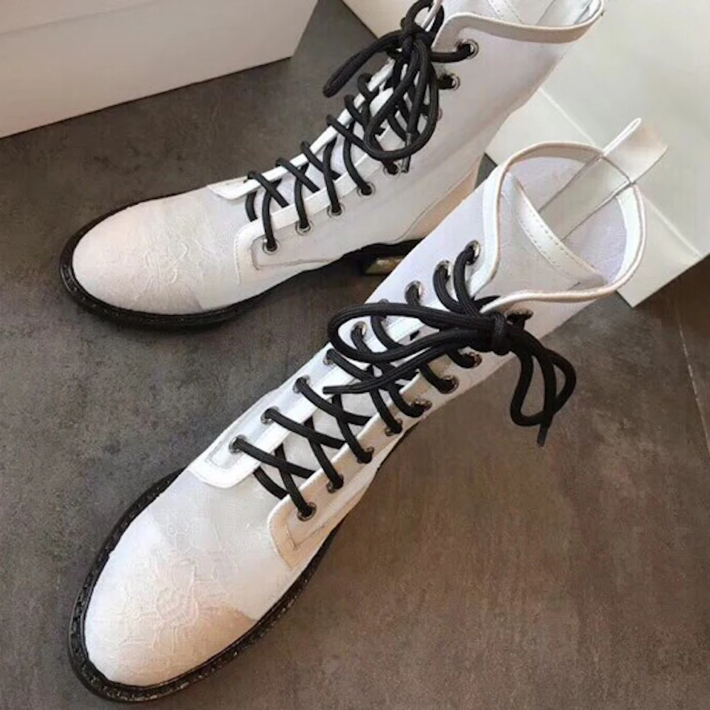 Женские ботинки осенние на шнуровке Новая модная женская обувь ботильоны с