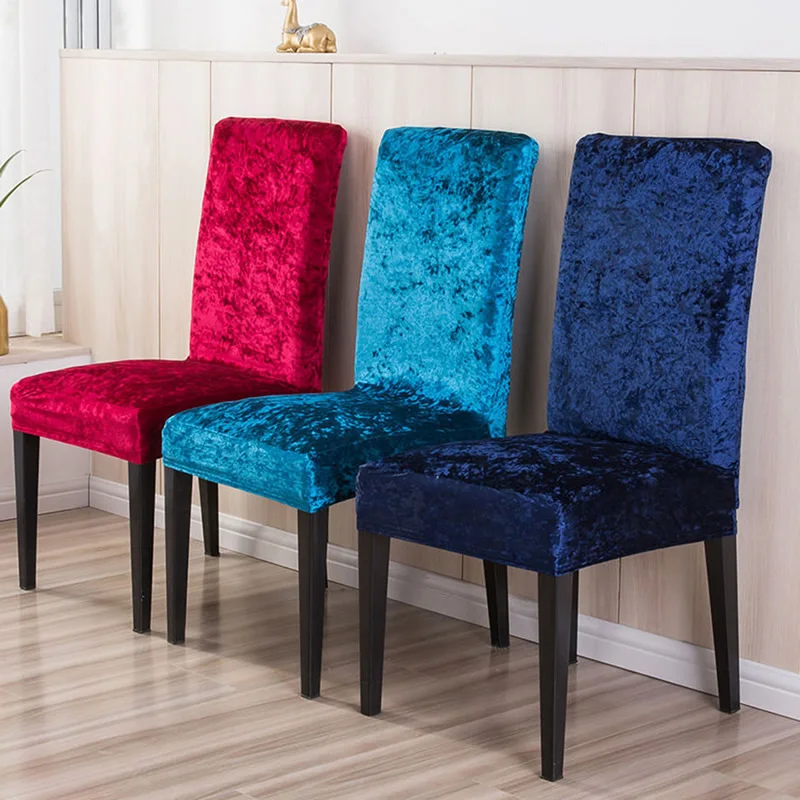 

1Pieces Velvet Shiny Fabric Cheap Chair Covers Universal Size Stretch Chair Covers Seat Case Slipcovers for Dining Room