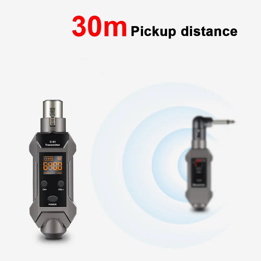 

Wired Microphone Wireless Transmitter Receiver UHF 3Pin DMX XLR Connection Built-in Rechargeable Battery for Dynamic Microphone
