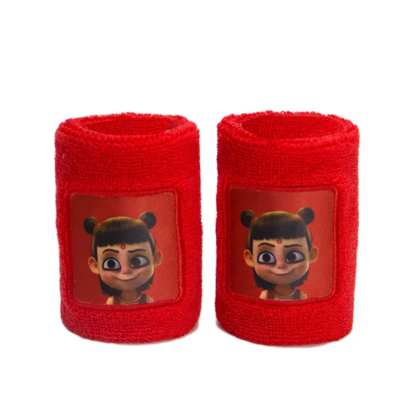 

Chinese Style Red Cartoon Cartoon Character Nezha Wristband Outdoor Sports Cotton Basketball Hand Guard Sweat Wristband