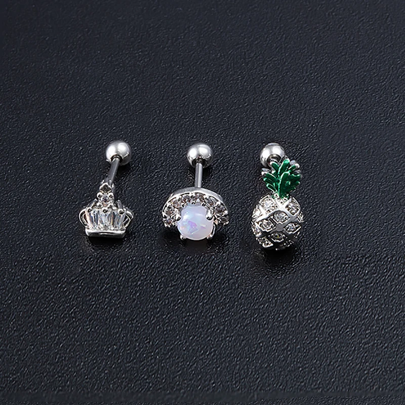 

1PC Ear Stud Zircon Cartilag Earring Elegant Ear Ring Bar Tragus Piercing for Women Helix Daith Stainless Steel Body Jewelry 20G
