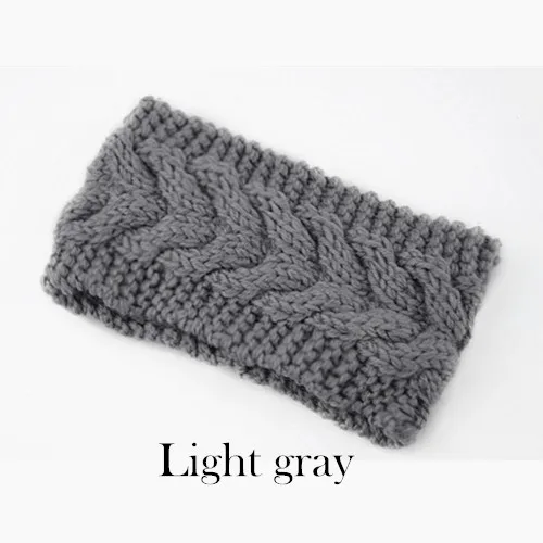 Light gray Зимняя теплая вязаная повязка на голову для женщин, шерстяная повязка на голову с вязаным узлом, тюрбан, повязка на голову для ушей, теплые повязки на голову, женские аксессуары для волос - Цвет: Light gray