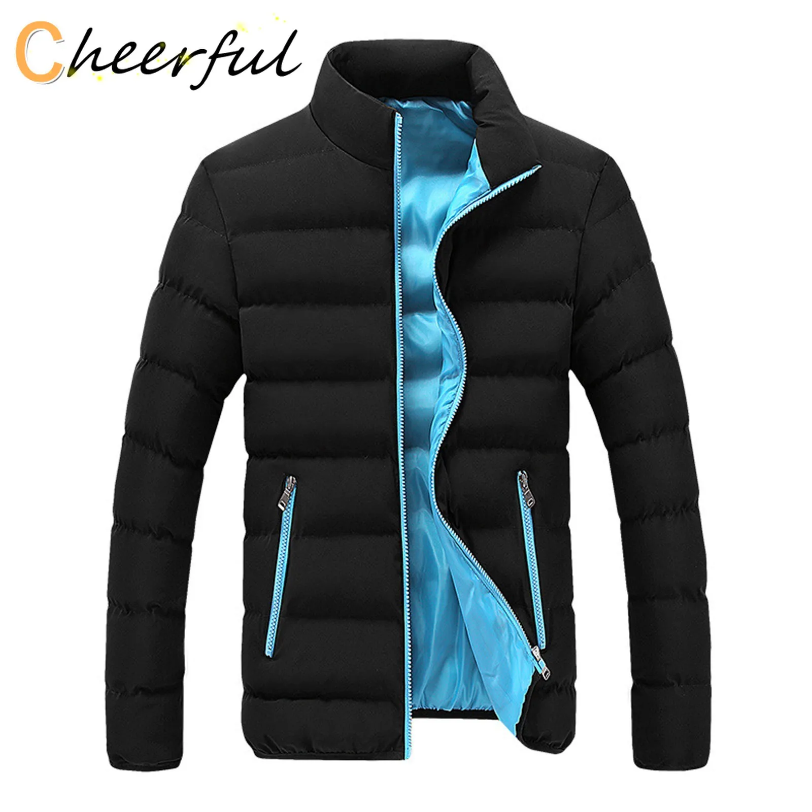 

Men Parka Jackets Winter Warm Thick Casual Mens Outwear Coats Solid Stand Collar Male Windbreak Cotton Padded Down Jacket 2021
